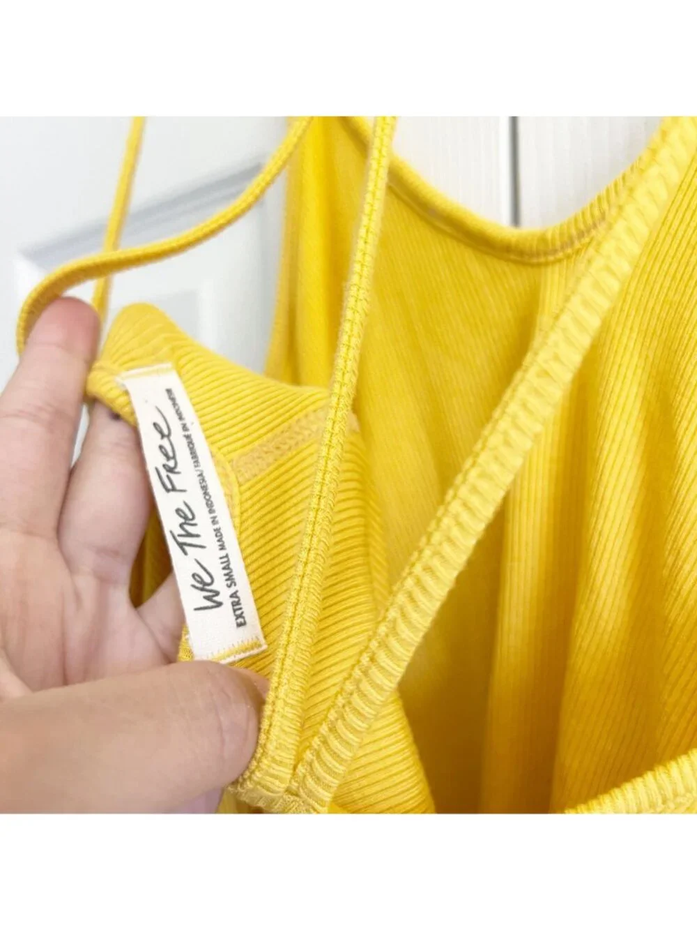 Free People Yellow Strappy Fit V-Neck Relaxed Tank Top Women's Size X-Small XS